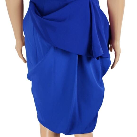 BCBGMaxAzria Asymmetrical Mini Dress Sleeveless Blue Cocktail NEW NO TAG - Picture 6 of 9
